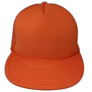 Winner Trucker Hat Orange OS Snapback Foam Mesh Rope Plain Blank Adjustable Cap